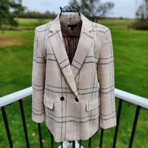 Ann Taylor Cream Plaid Blazer